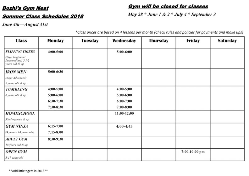 Summer Schedule 2016 Page 2
